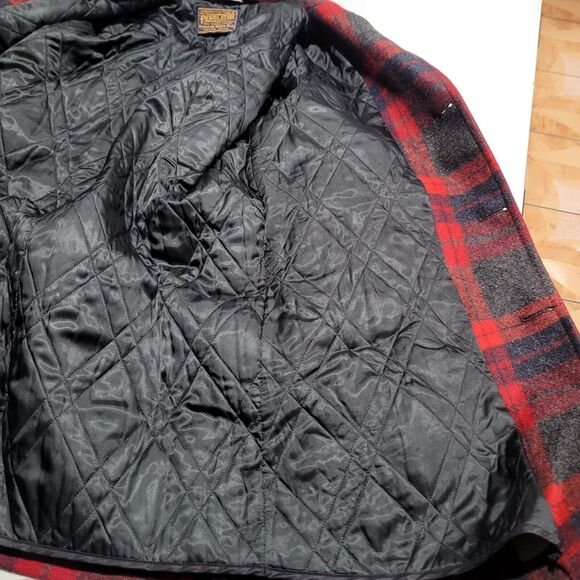 VTG Pendleton Wool Jacket Made In USA Plaid Large Over Coat Quilted Lining EUC - Picture 10 of 14